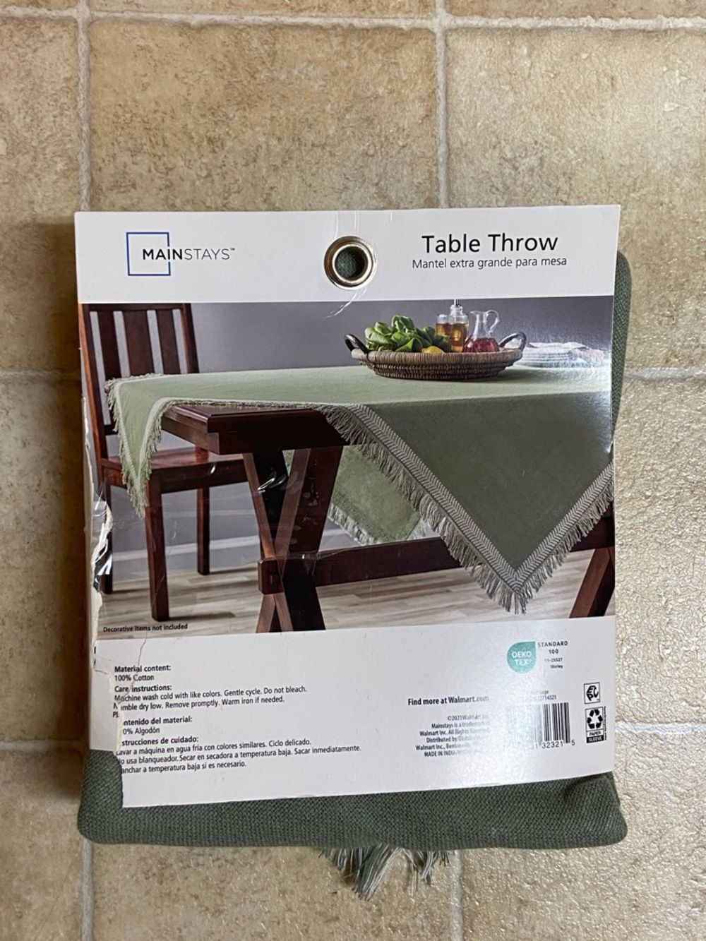2/$30 Mainstays Olive Fringe Table Throw